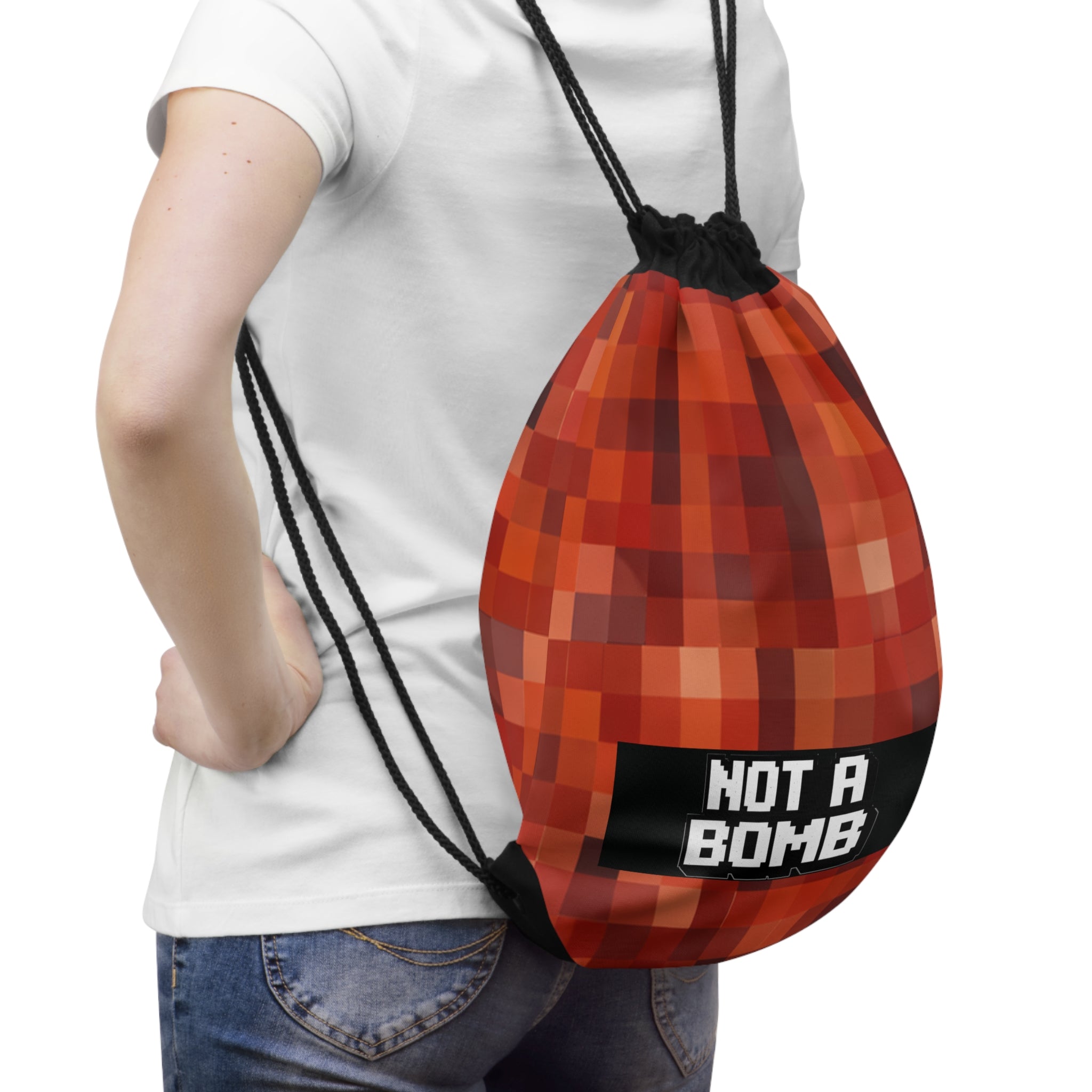 "Not a Bomb" Red Drawstring Bag