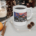 God, Guns and Trump American Flag Mug — 11oz Coffee Cup