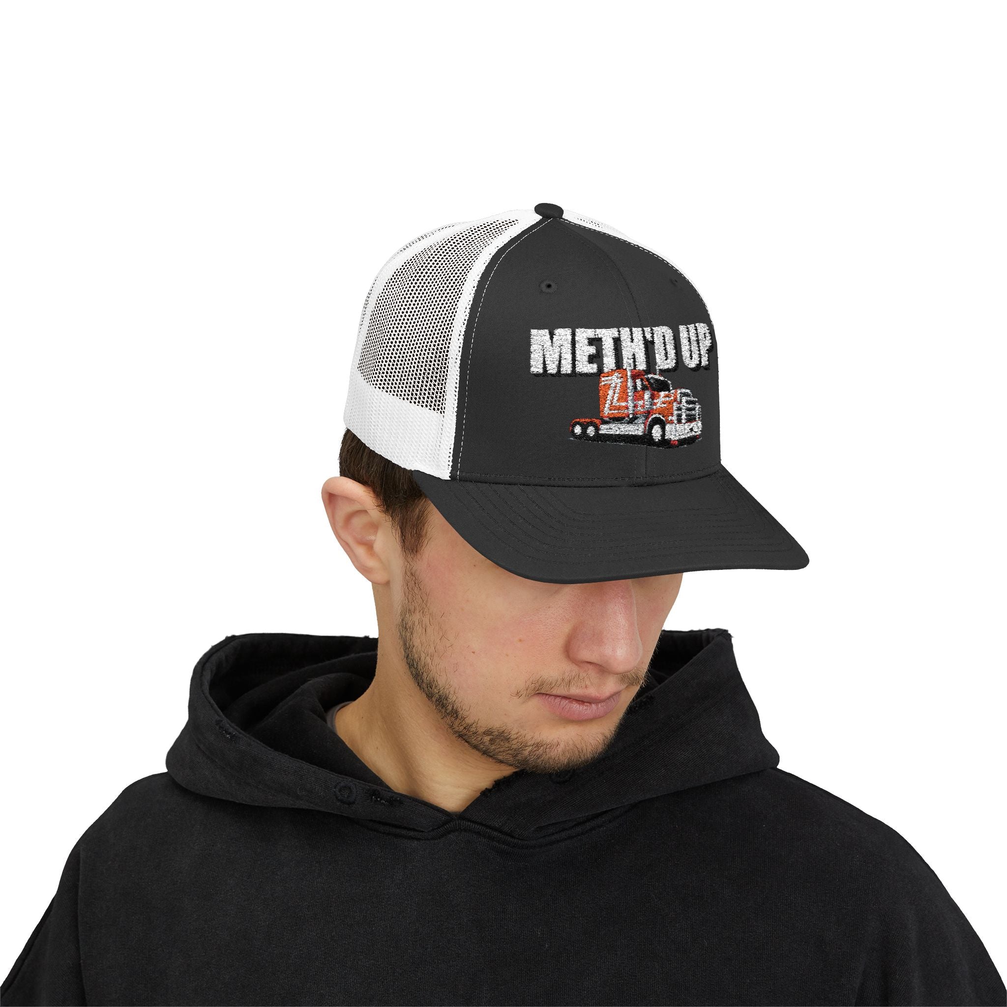 Trucker Cap – "Meth'd Up" Semi Truck Embroidered Snapback