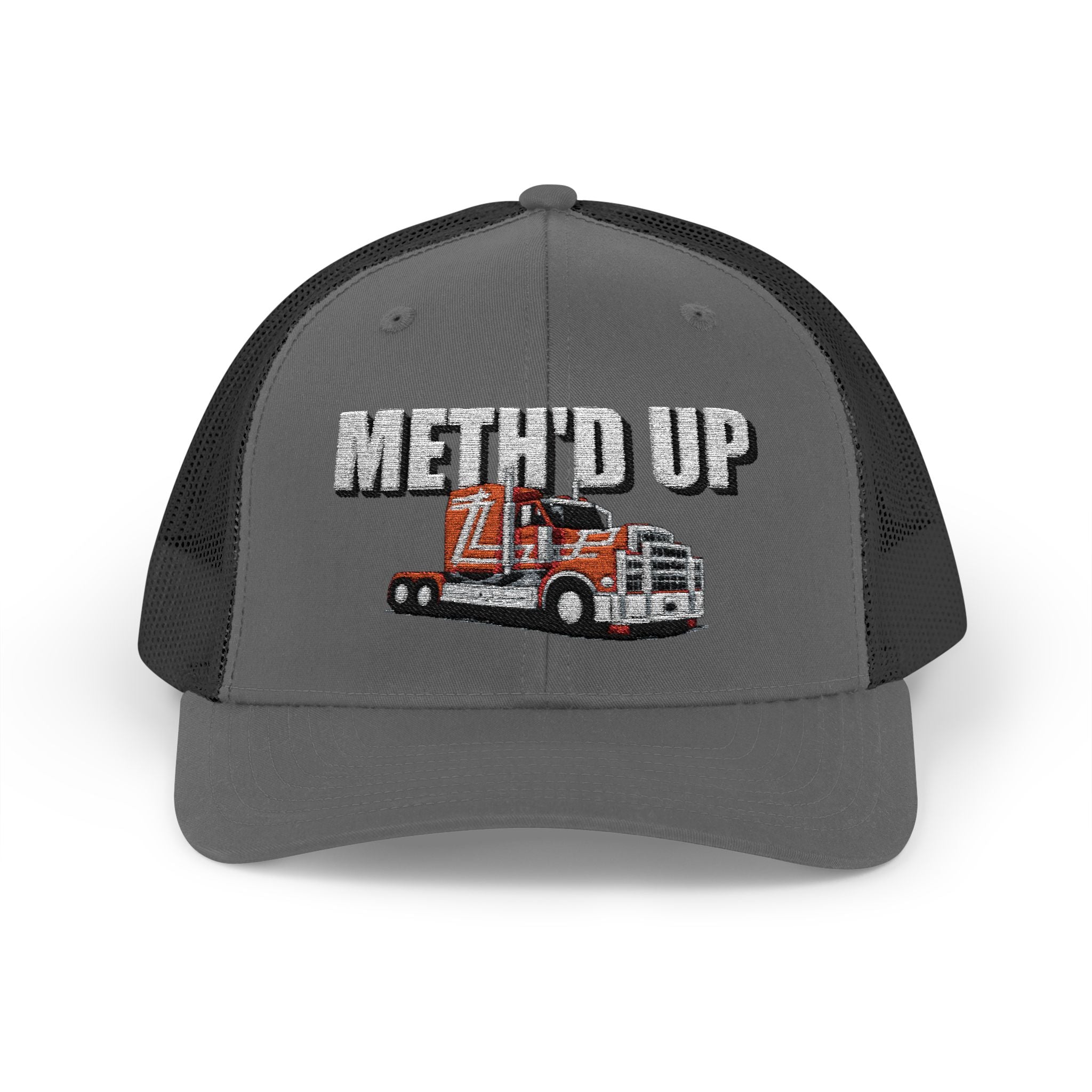 Trucker Cap – "Meth'd Up" Semi Truck Embroidered Snapback