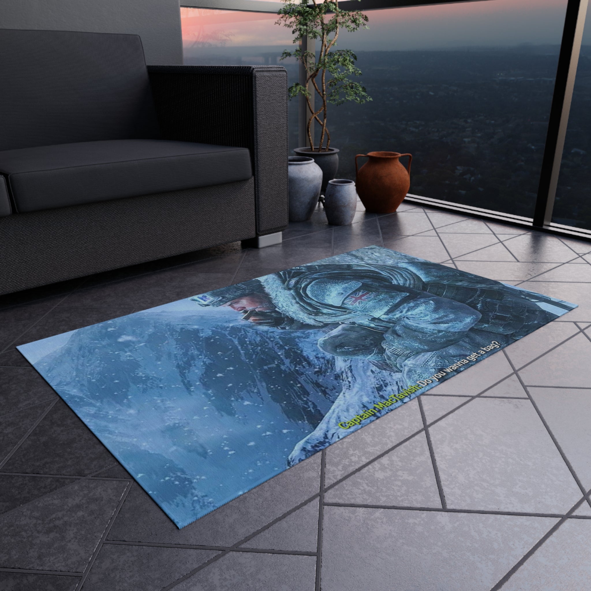 Outdoor Rug — MacTavish Mountain Scene Outdoor Rug