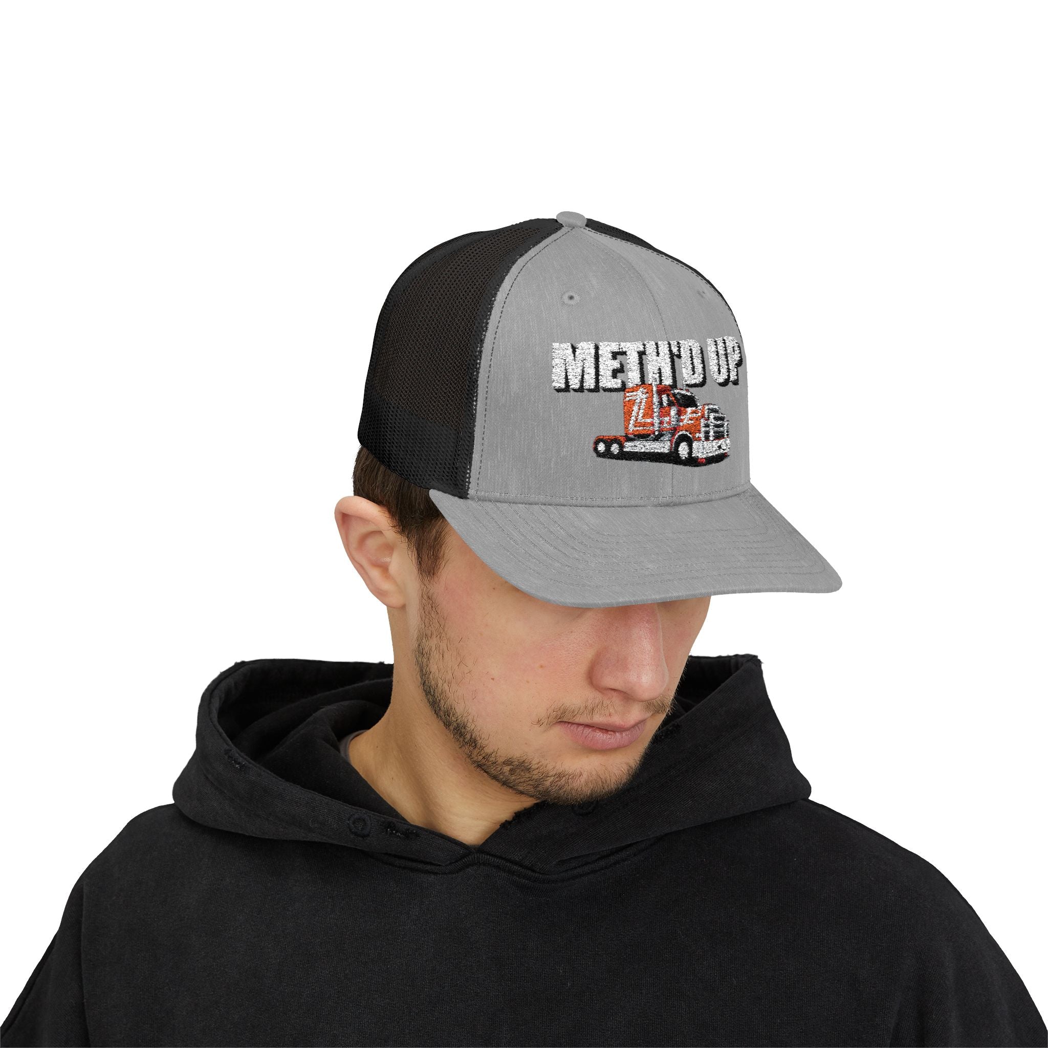 Trucker Cap – "Meth'd Up" Semi Truck Embroidered Snapback