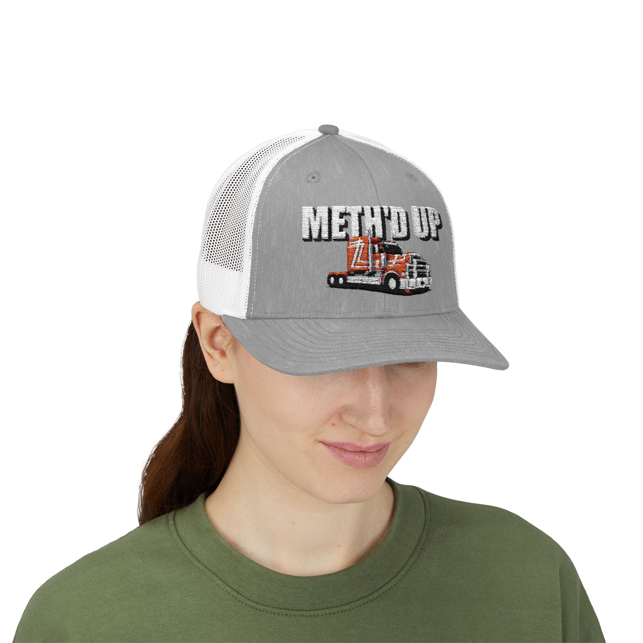Trucker Cap – "Meth'd Up" Semi Truck Embroidered Snapback