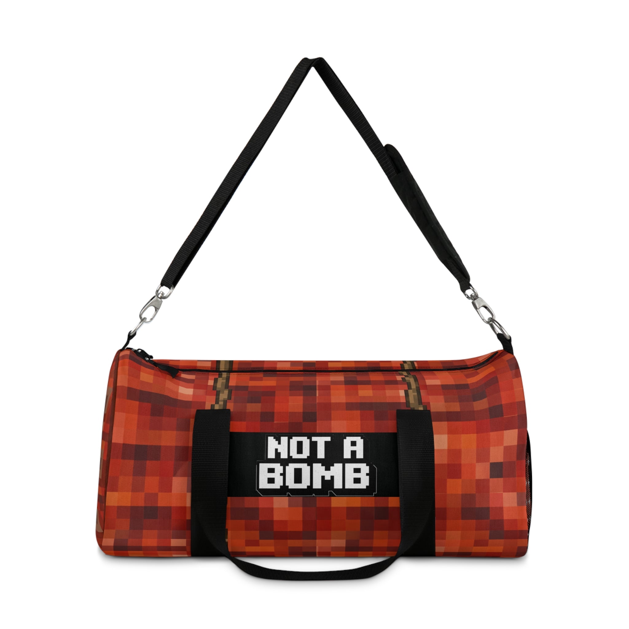 Pixelated "Not A Bomb" Duffel Bag