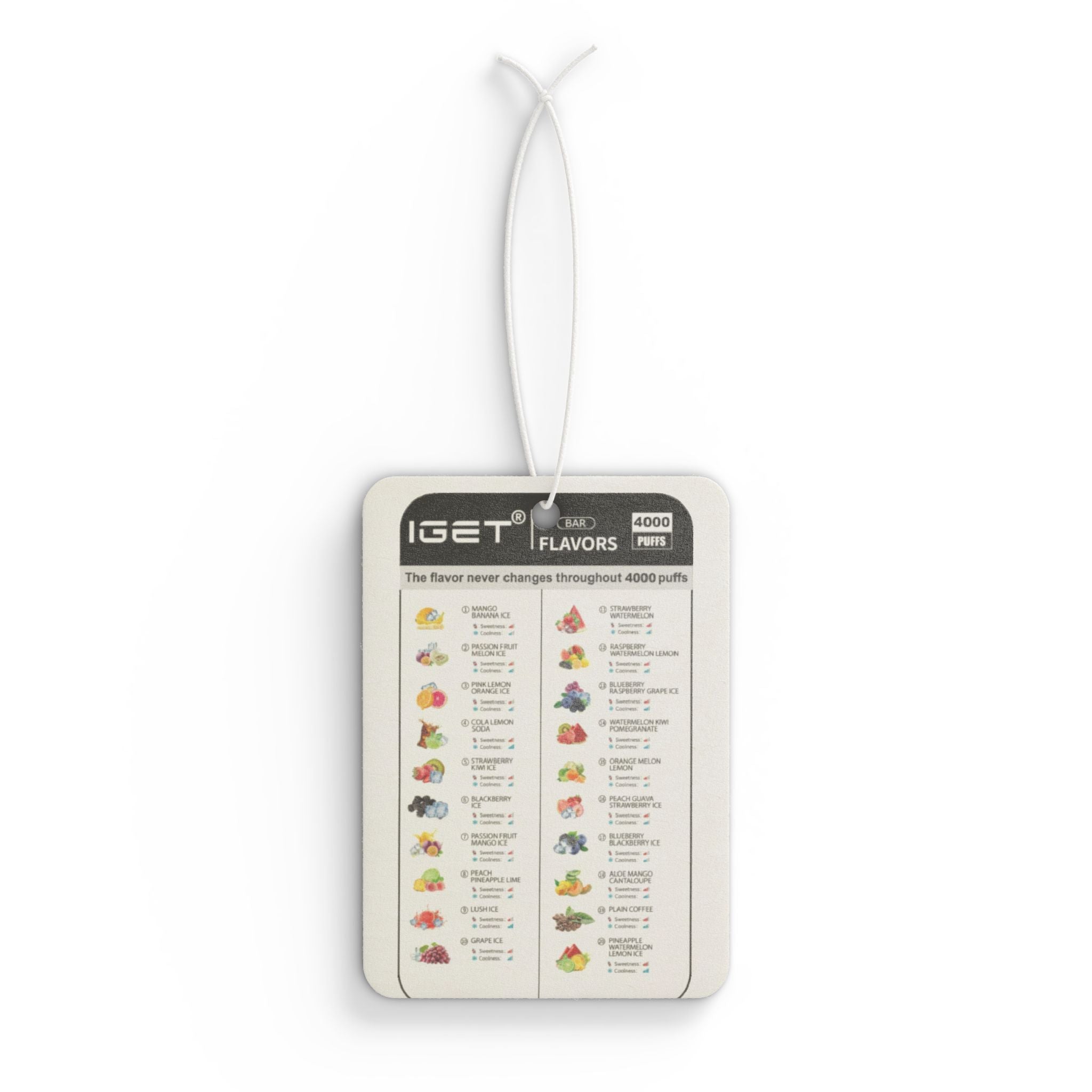 Vape Menu -  Car Air Freshener