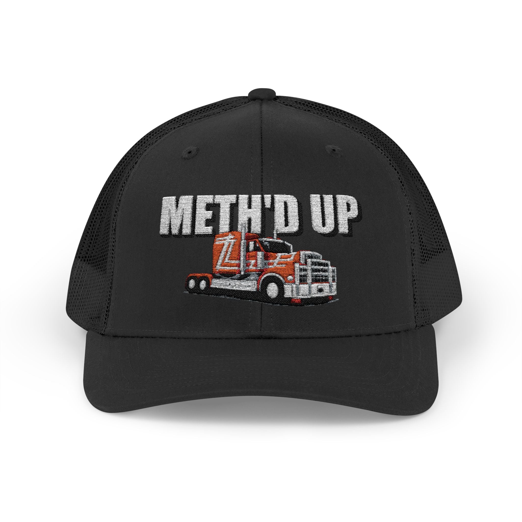 Trucker Cap – "Meth'd Up" Semi Truck Embroidered Snapback