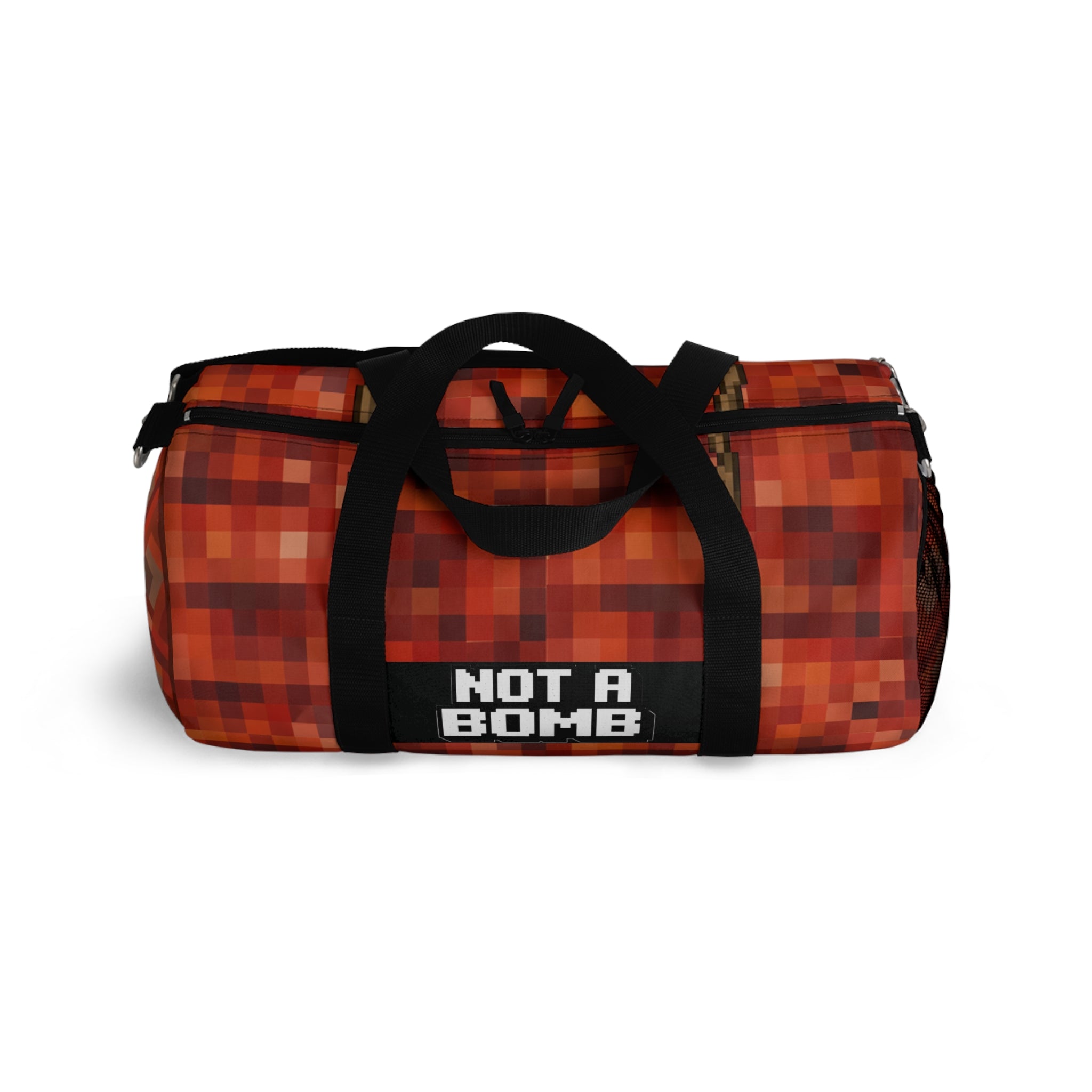 Pixelated "Not A Bomb" Duffel Bag
