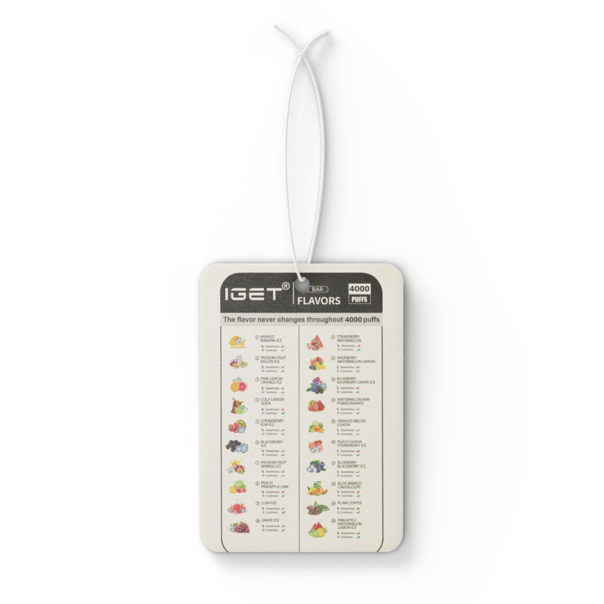 Vape Menu -  Car Air Freshener