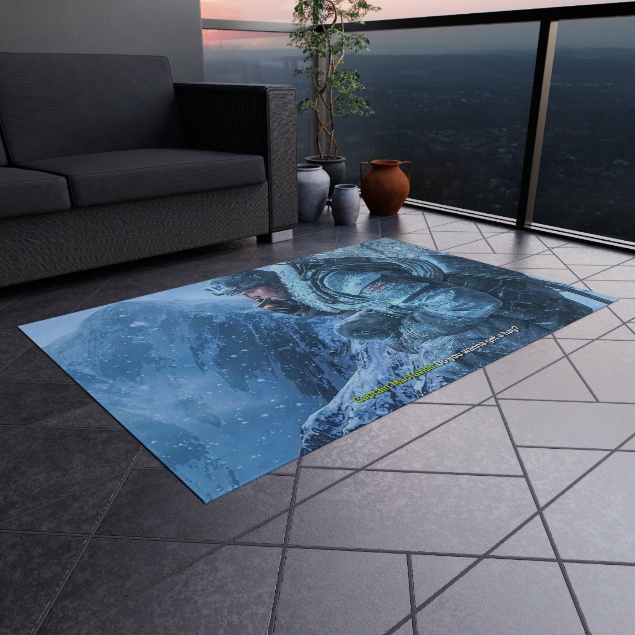 Outdoor Rug — MacTavish Mountain Scene Outdoor Rug