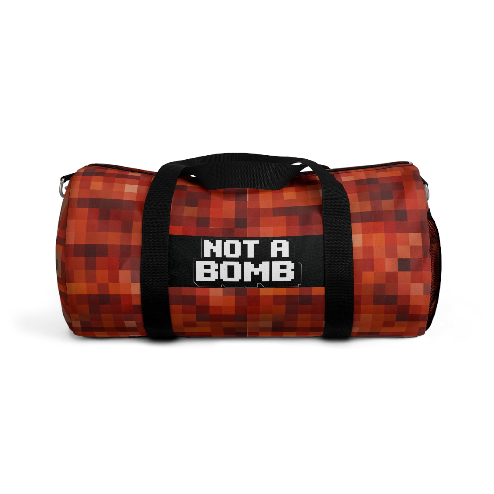 Pixelated "Not A Bomb" Duffel Bag