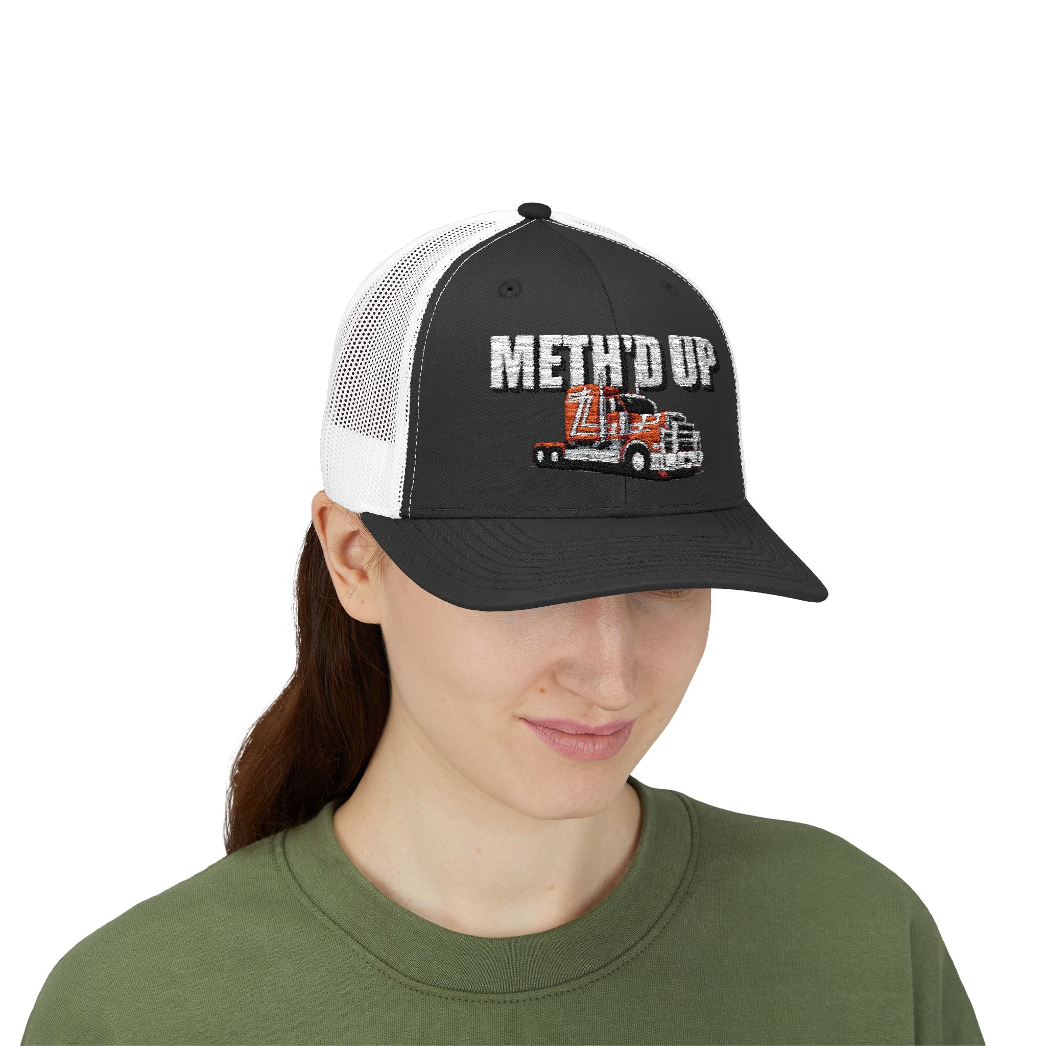 Trucker Cap – "Meth'd Up" Semi Truck Embroidered Snapback