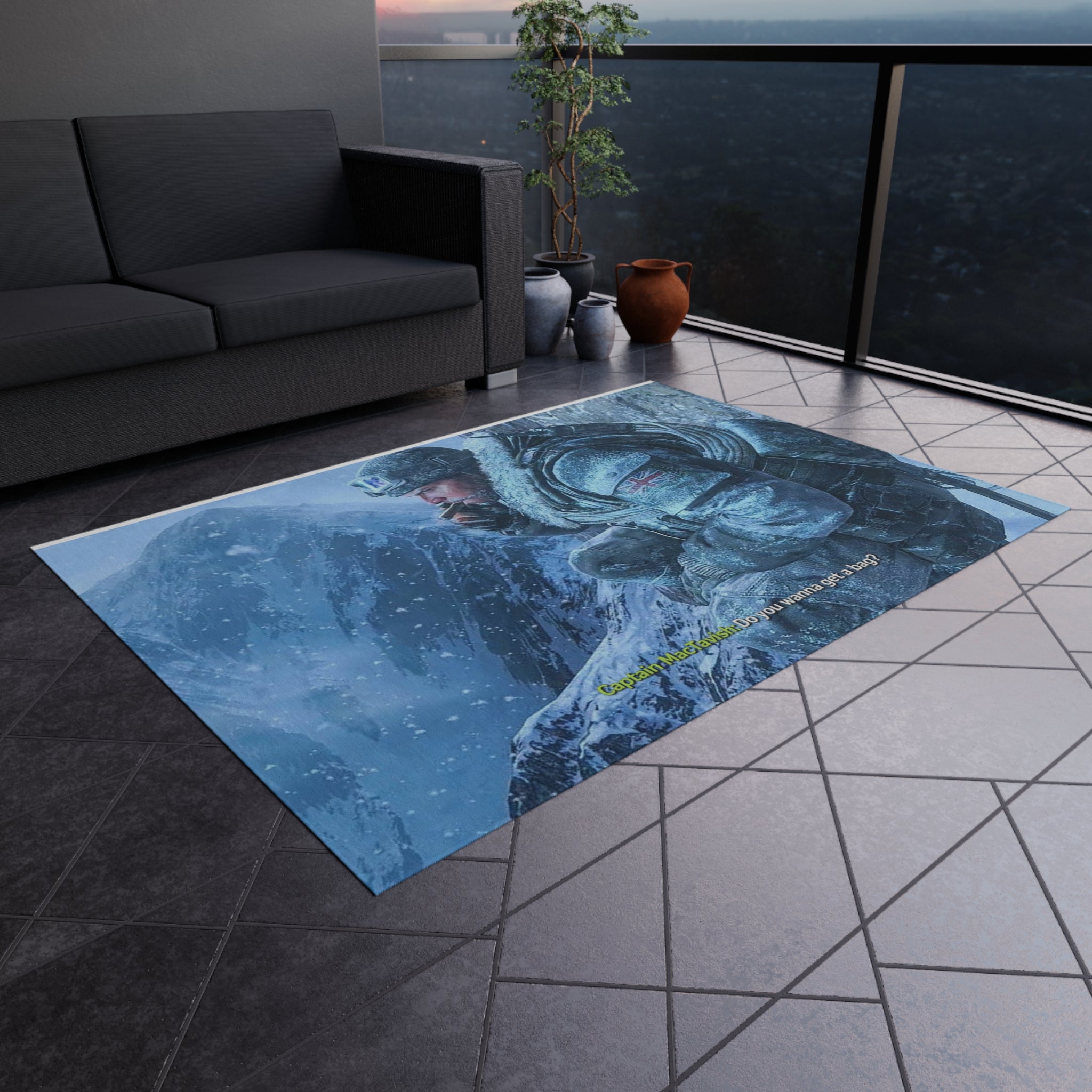 Outdoor Rug — MacTavish Mountain Scene Outdoor Rug