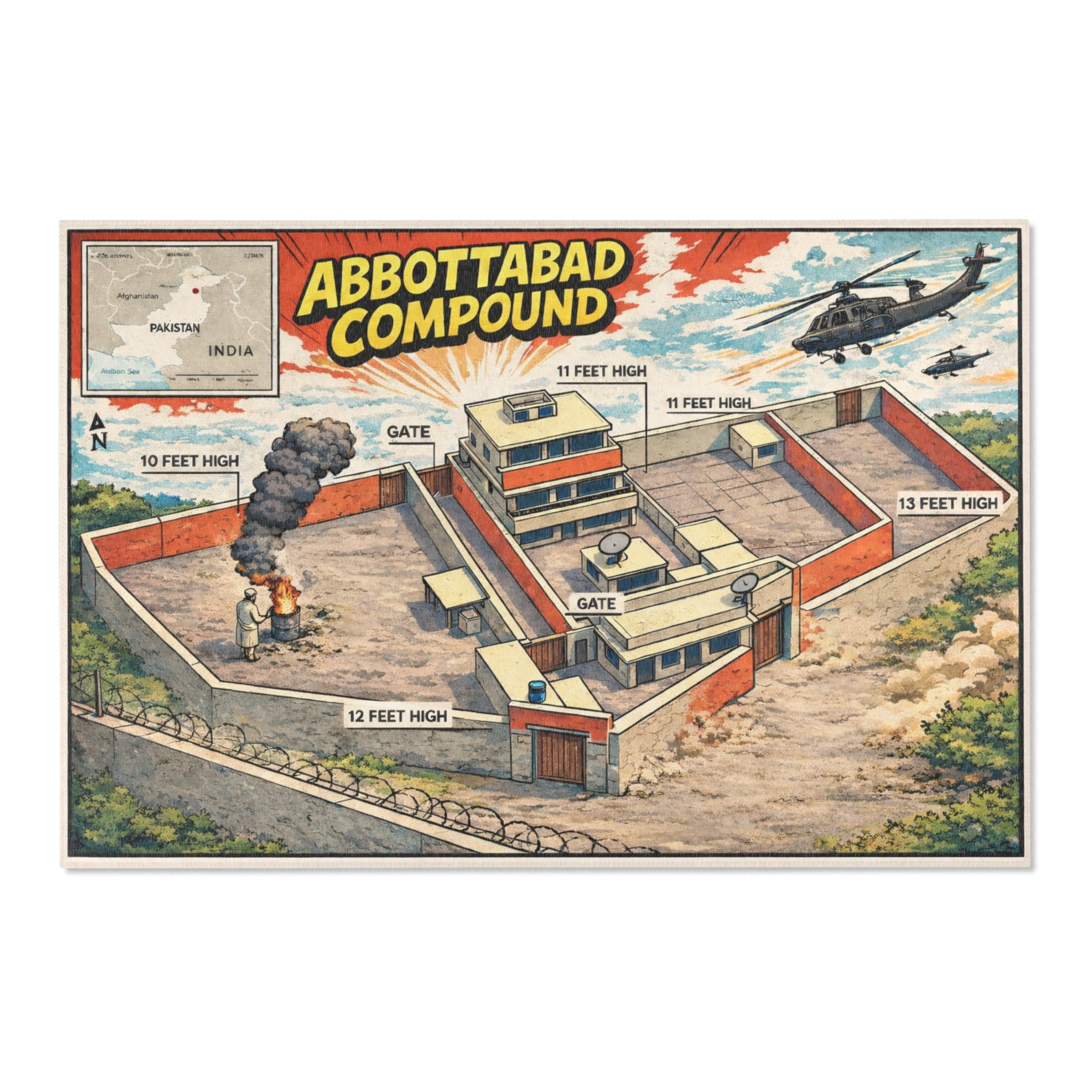 'Abbottabad Compound' Comic Rug