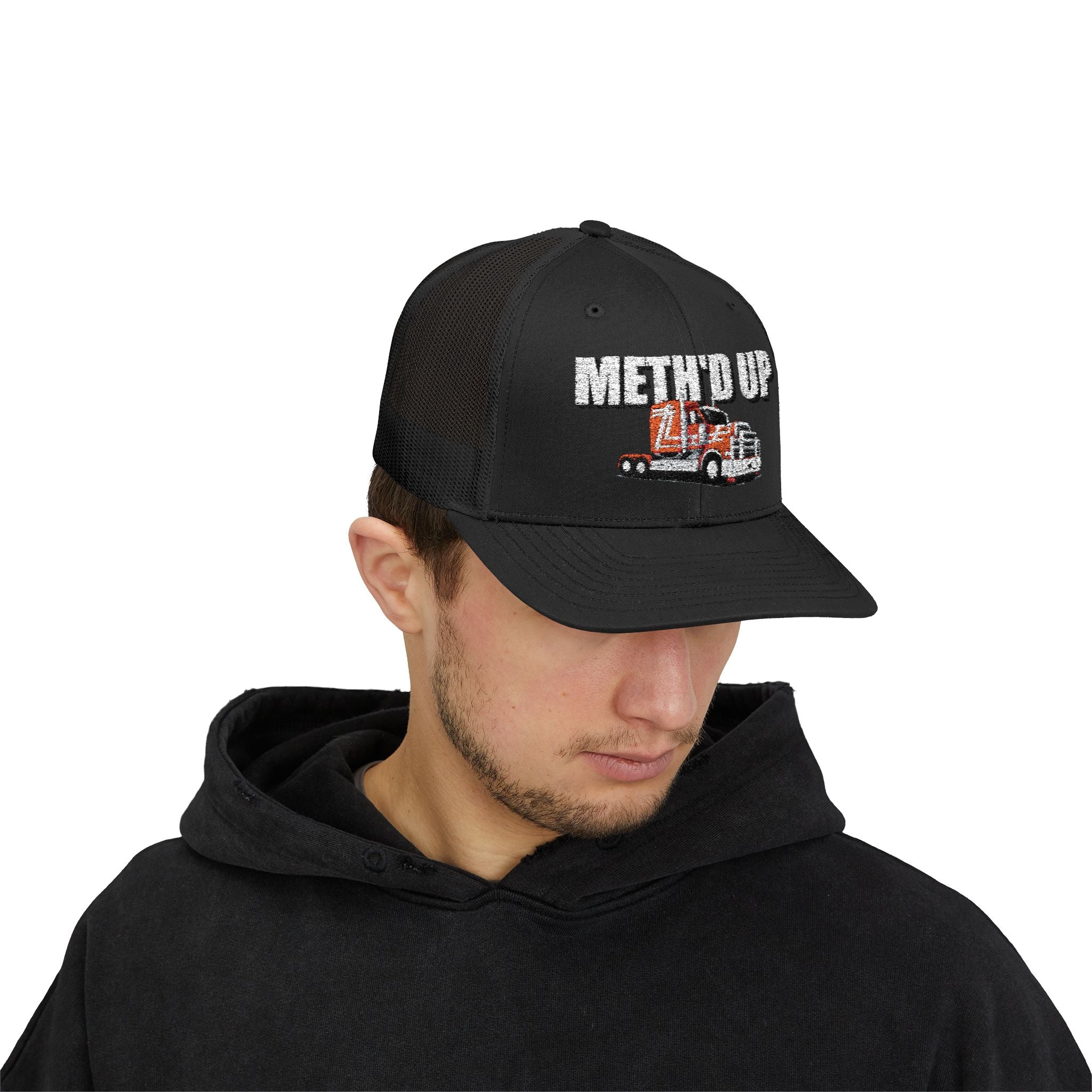 Trucker Cap – "Meth'd Up" Semi Truck Embroidered Snapback