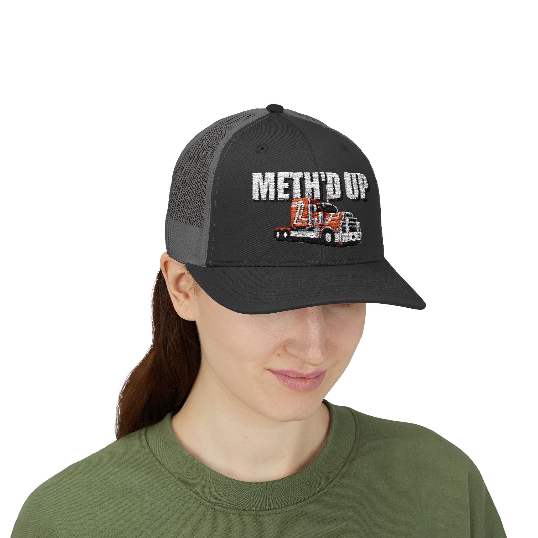 Trucker Cap – "Meth'd Up" Semi Truck Embroidered Snapback
