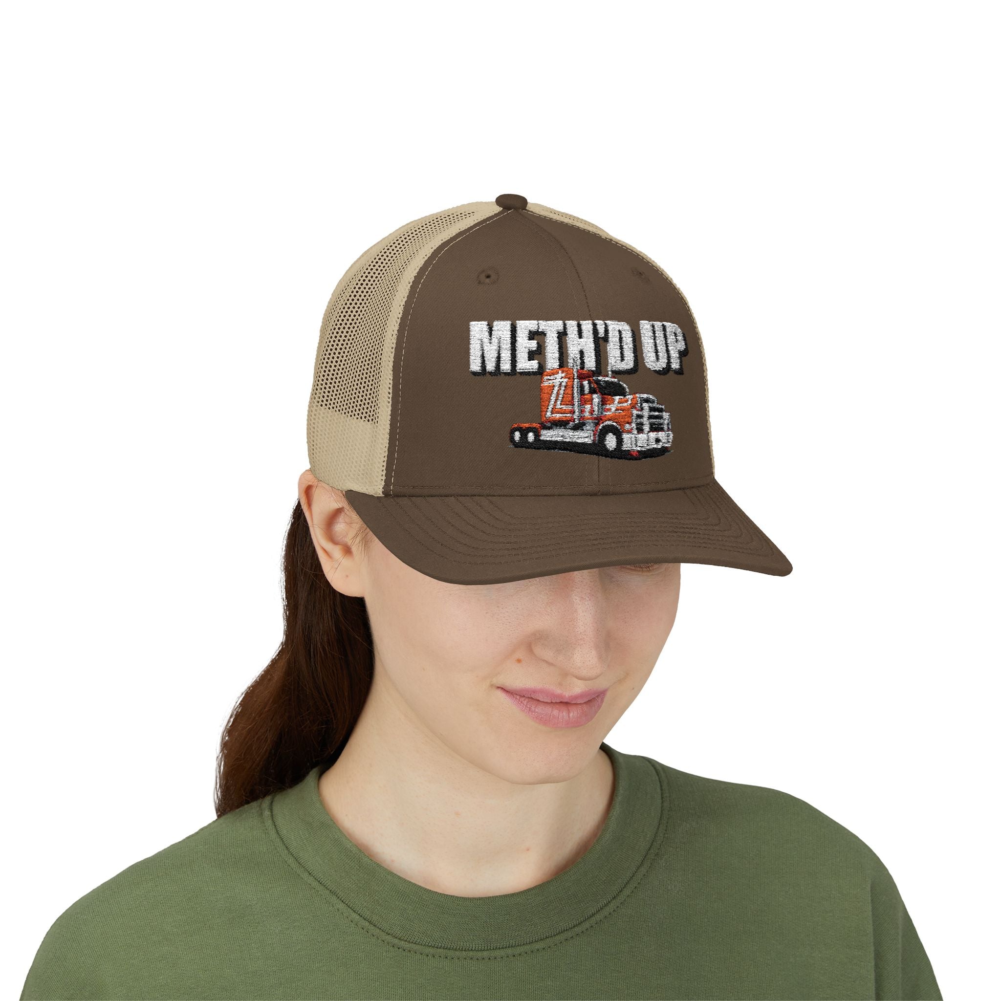 Trucker Cap – "Meth'd Up" Semi Truck Embroidered Snapback